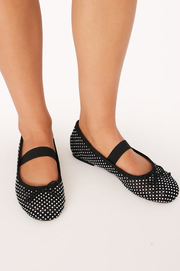 Petal and Pup USA SHOES Edda Flats - Black/Diamante