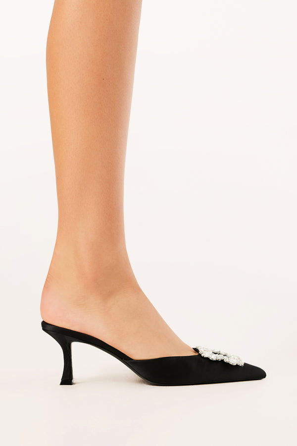 Petal and Pup USA SHOES Promise Heels - Black Satin