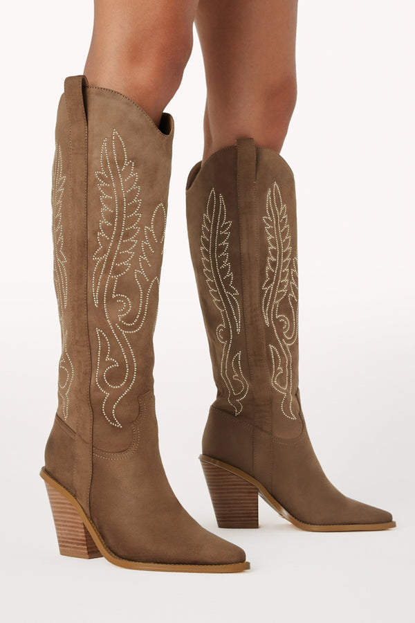 Petal and Pup USA SHOES Sally Cowboy Boot - Taupe