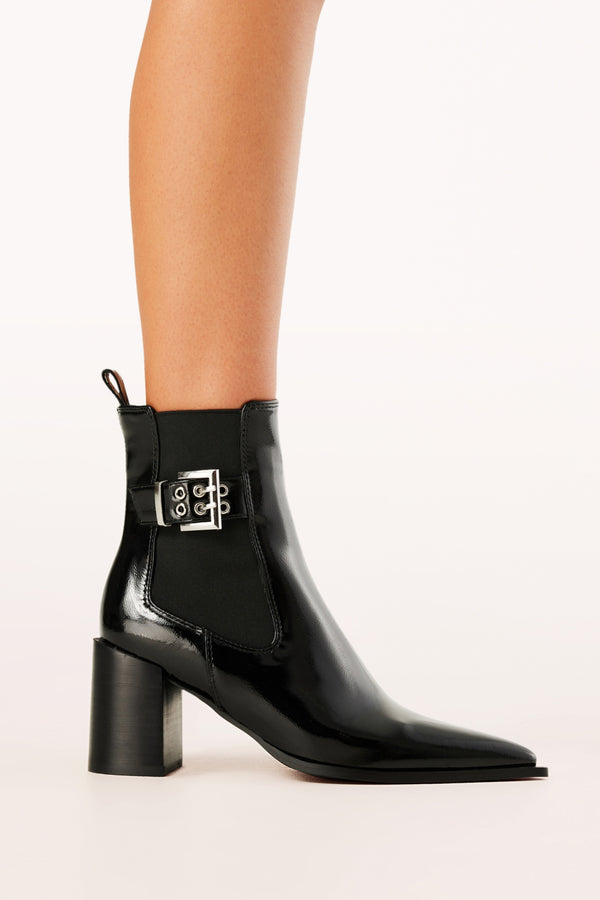 Petal and Pup USA SHOES Sevara Booties - Black Crinkle Patent