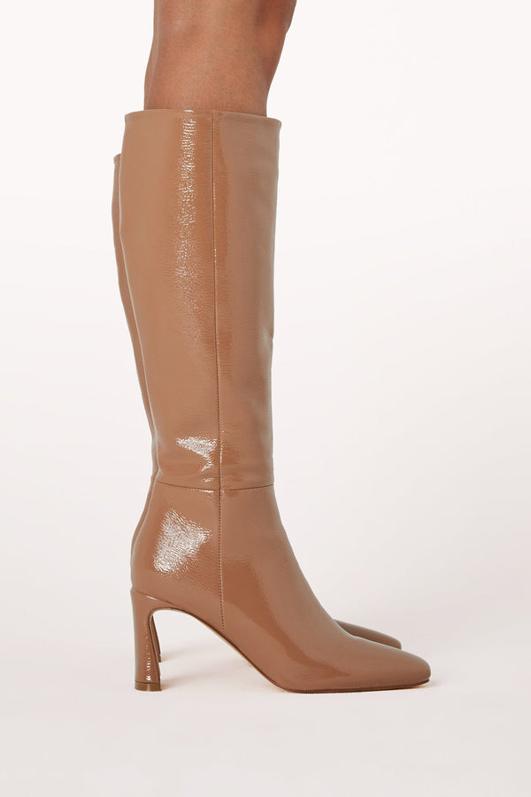 Petal and Pup USA SHOES Yasmeen Knee High Boot - Toffee Crinkle Patent