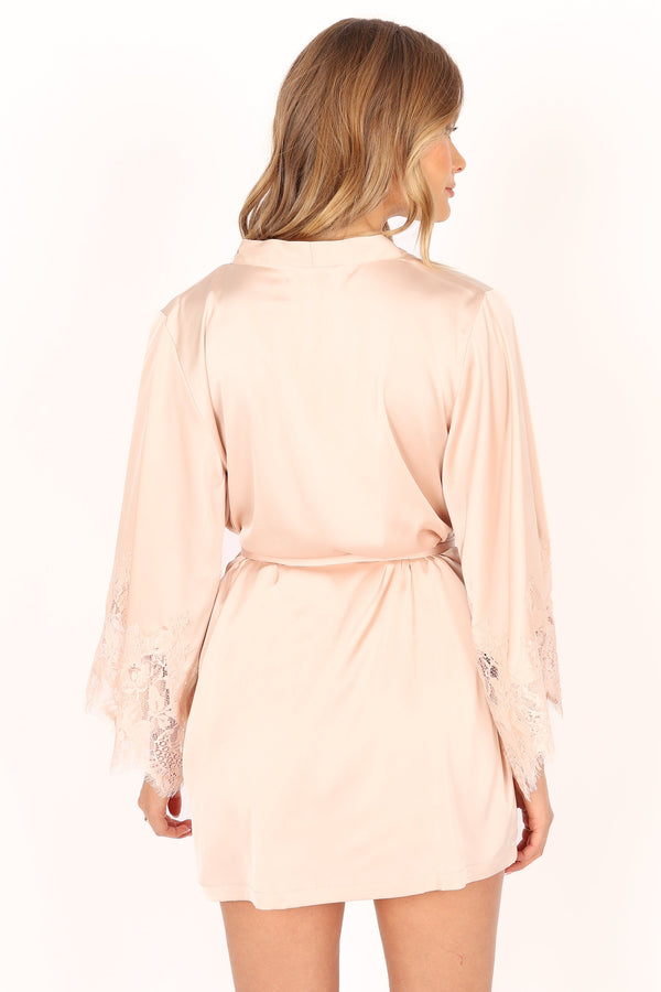 Petal and Pup USA SWIM & INTIMATES Dara Lace Trim Robe - Blush