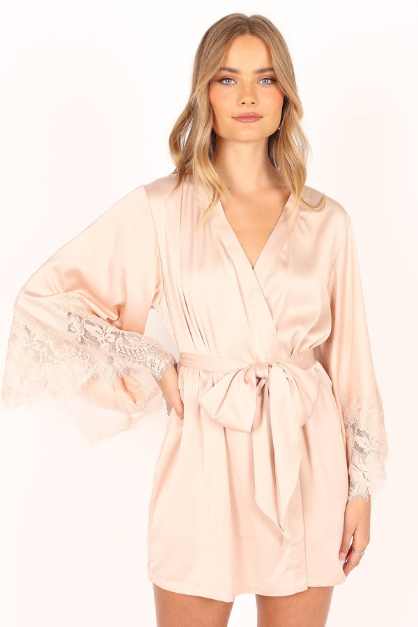 Petal and Pup USA SWIM & INTIMATES Dara Lace Trim Robe - Blush