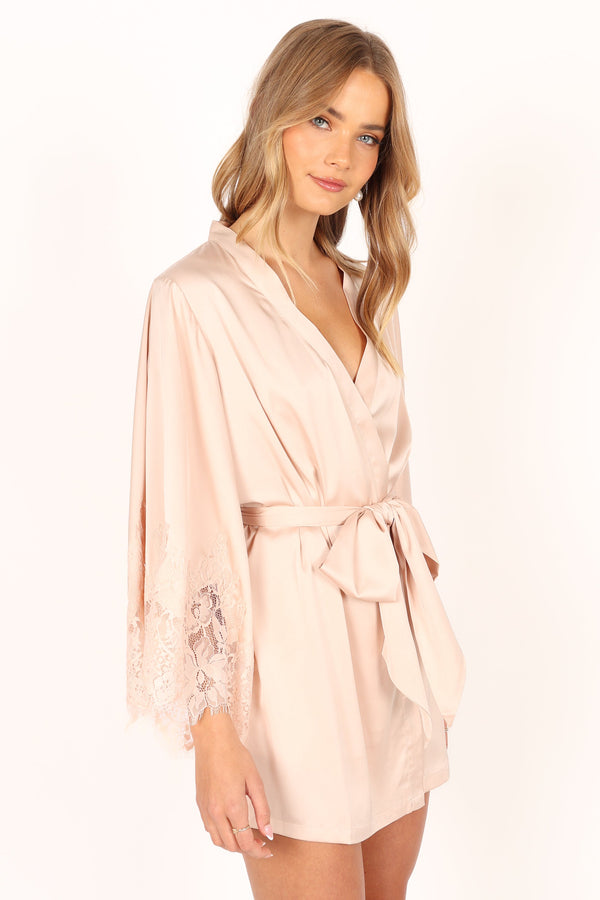 Petal and Pup USA SWIM & INTIMATES Dara Lace Trim Robe - Blush