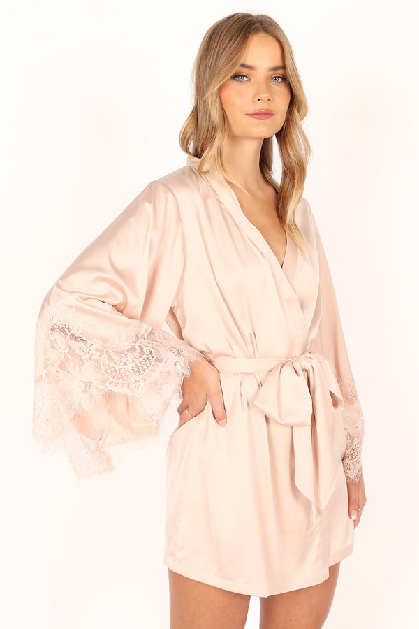 Petal and Pup USA SWIM & INTIMATES Dara Lace Trim Robe - Blush