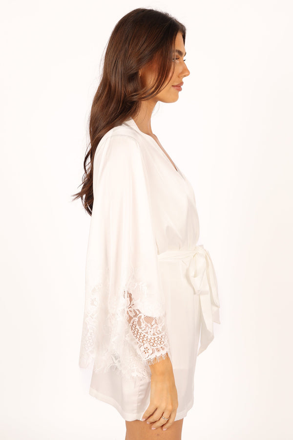 Petal and Pup USA SWIM & INTIMATES Dara Lace Trim Robe - Ivory