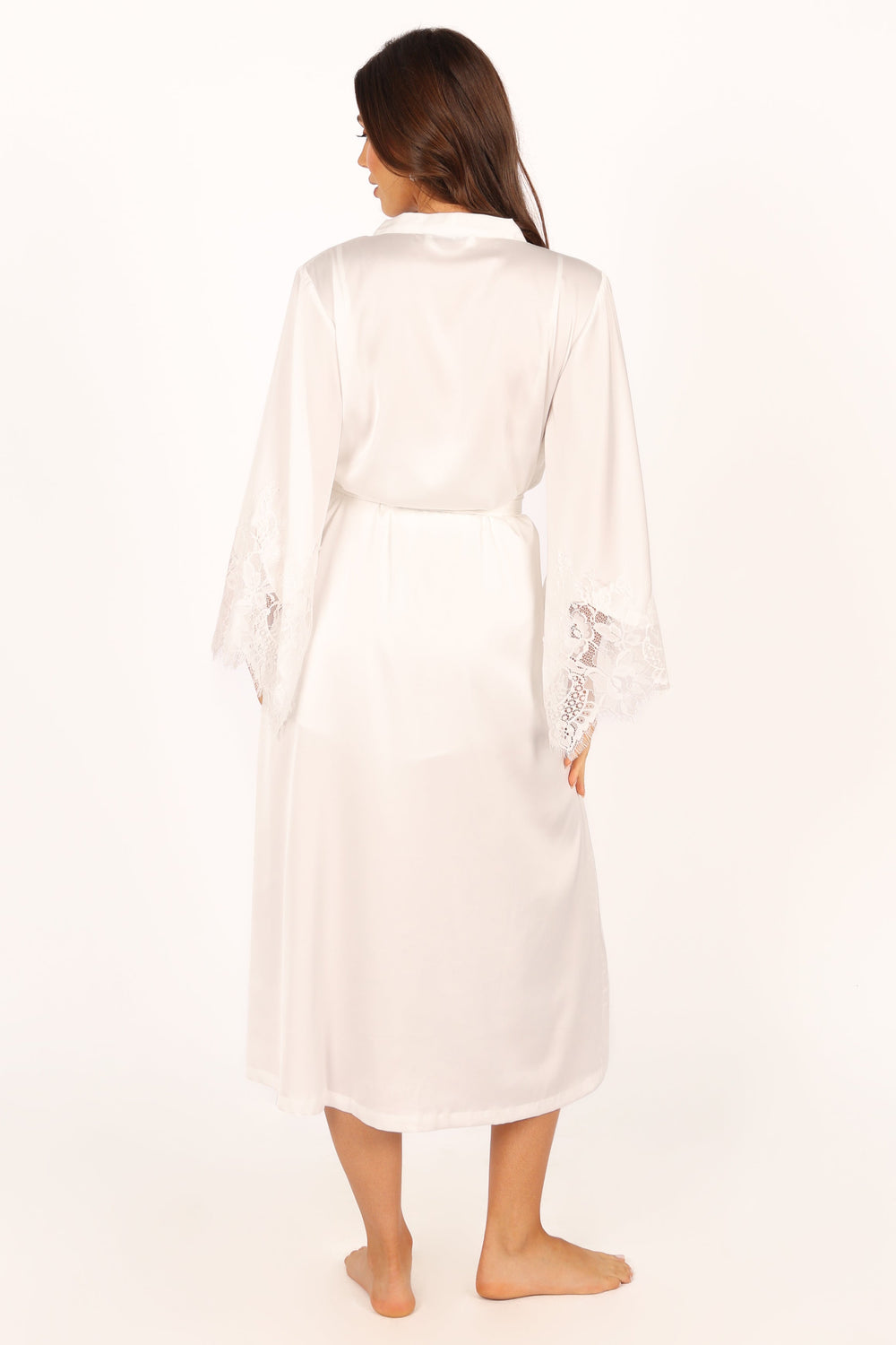 Full Lace Robe Darani Full Length Lace Trim Robe - Ivory - Petal & Pup USA