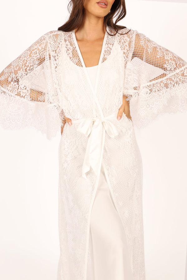 Petal and Pup USA SWIM & INTIMATES Nephele Lace Bridal Robe - Ivory