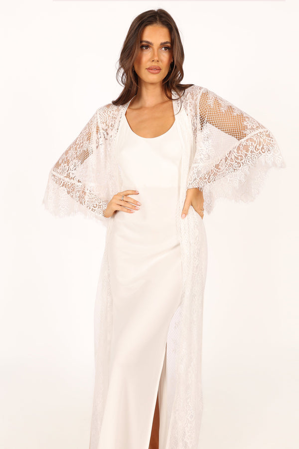 Petal and Pup USA SWIM & INTIMATES Nephele Lace Bridal Robe - Ivory