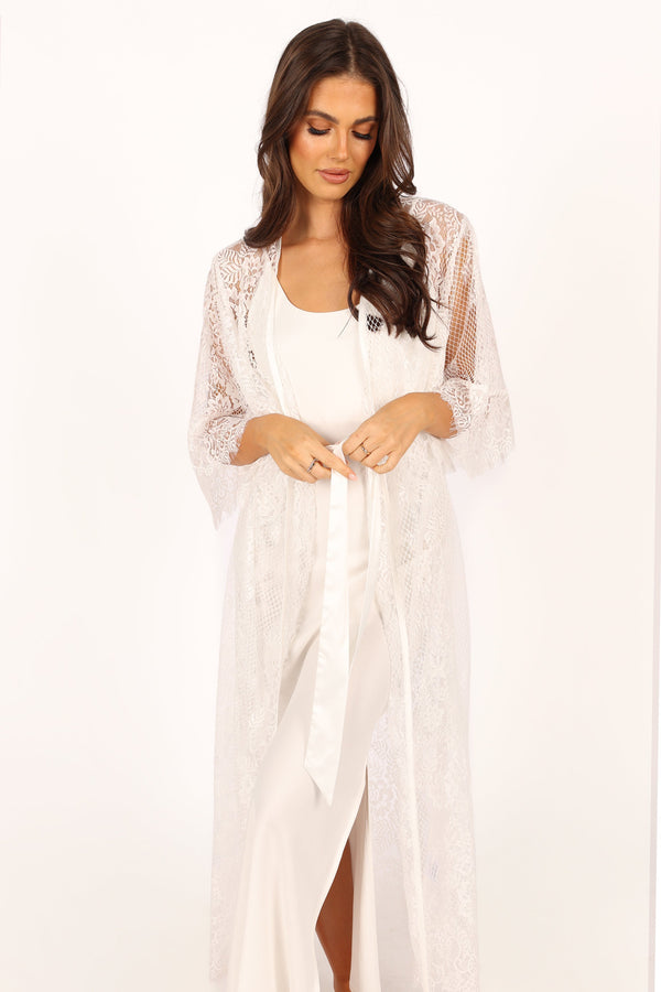 Petal and Pup USA SWIM & INTIMATES Nephele Lace Bridal Robe - Ivory