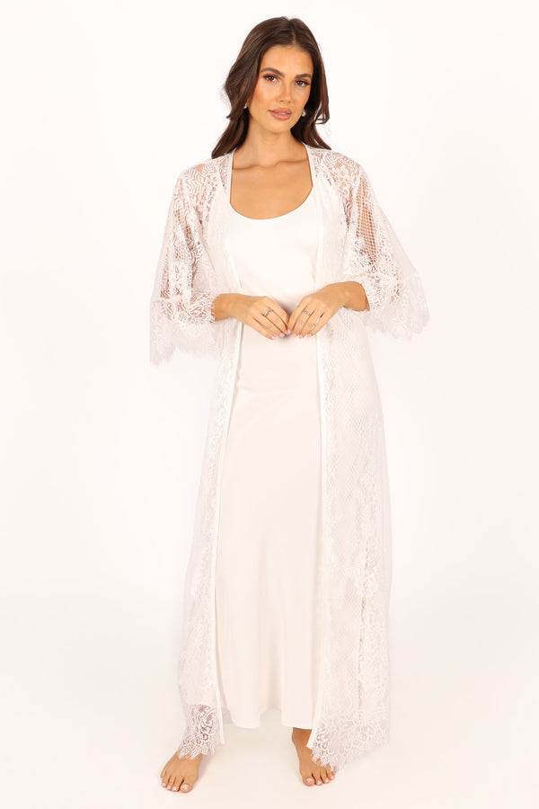 Petal and Pup USA SWIM & INTIMATES Nephele Lace Bridal Robe - Ivory