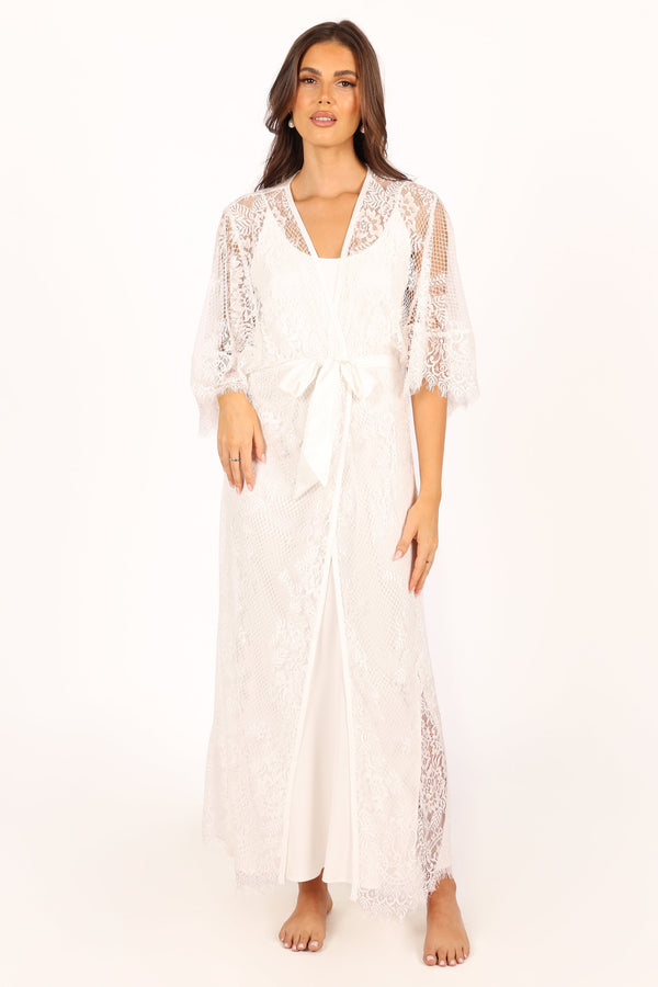 Petal and Pup USA SWIM & INTIMATES Nephele Lace Bridal Robe - Ivory