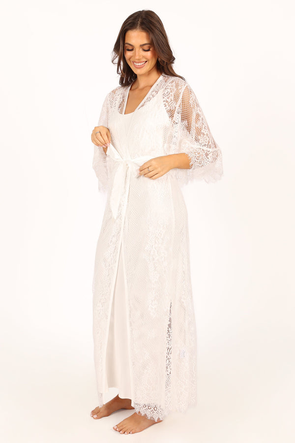 Petal and Pup USA SWIM & INTIMATES Nephele Lace Bridal Robe - Ivory