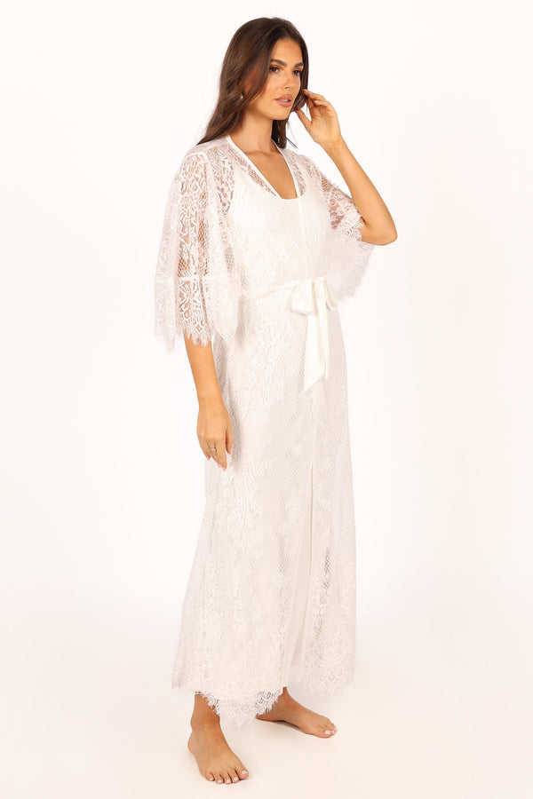 Petal and Pup USA SWIM & INTIMATES Nephele Lace Bridal Robe - Ivory