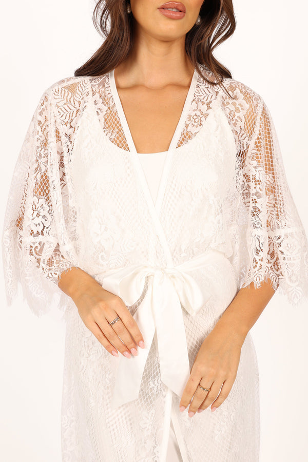 Petal and Pup USA SWIM & INTIMATES Nephele Lace Bridal Robe - Ivory