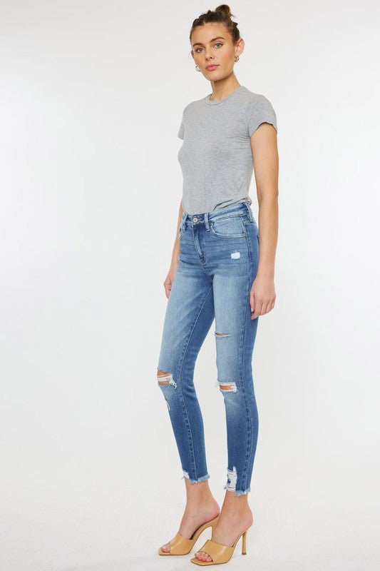 Levi's 724 Cropped Jeans Women's High Rise Straight Fit Dark Blue