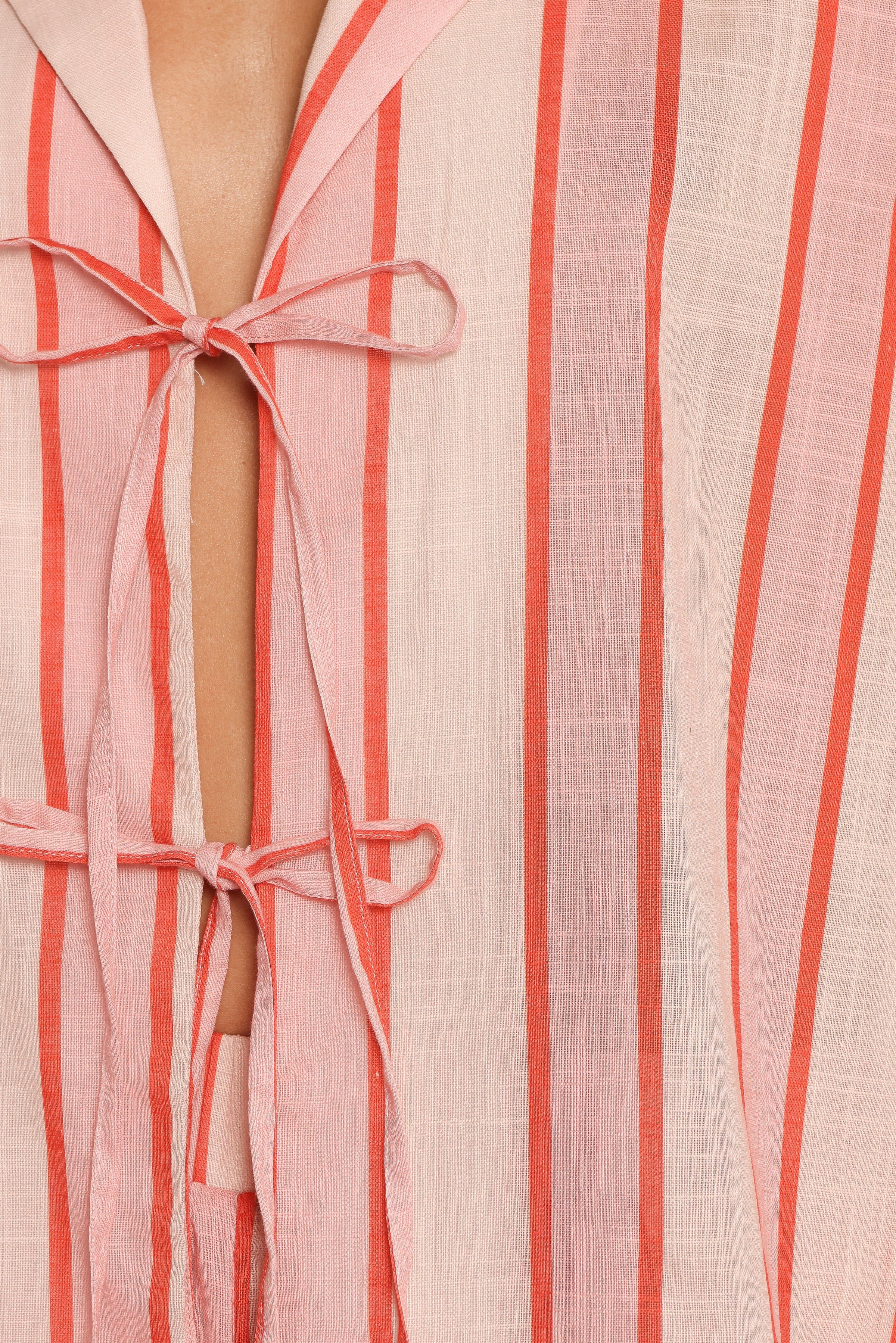 Petal and Pup USA TOPS Aaliyah Tie Front Top - Pink Stripe (Hold for Amazon)