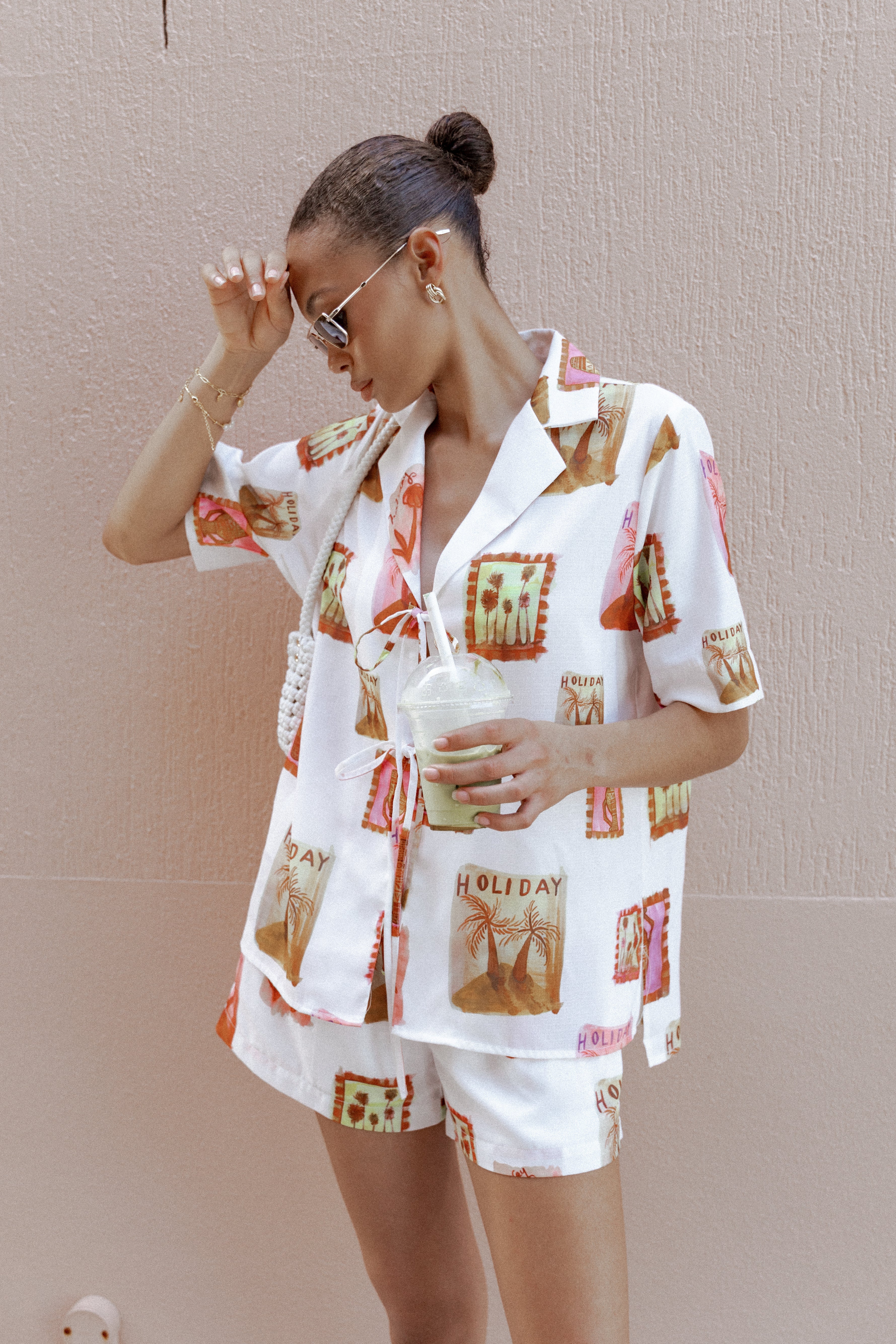 Petal and Pup USA TOPS Aaliyah Tie Front Top - White Multi (Hold for Amazon)