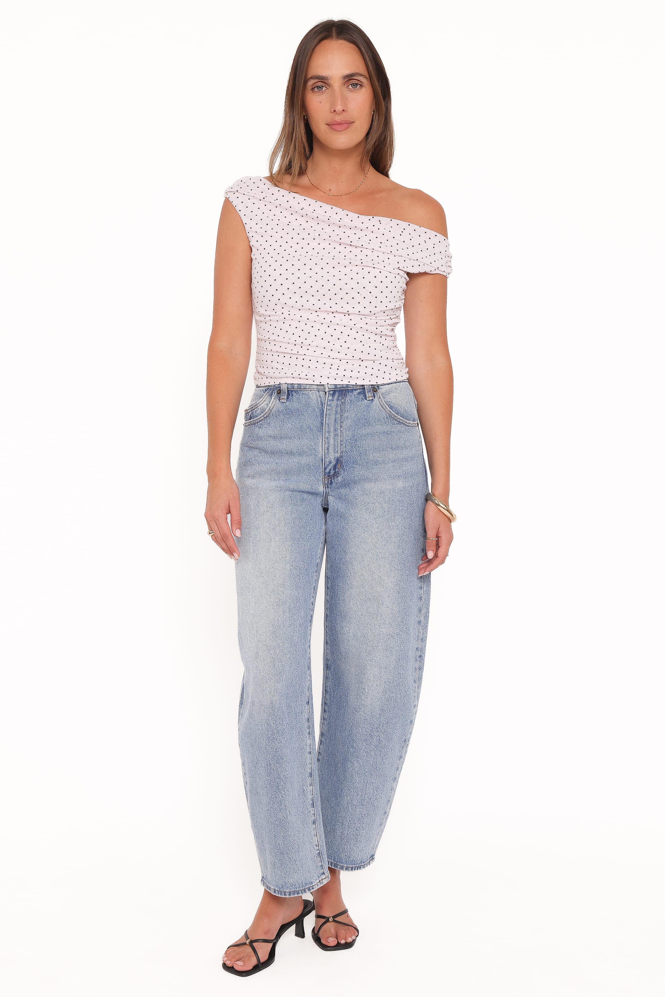 Petal and Pup USA TOPS Aaron Off Shoulder Top - Pale Pink Dot