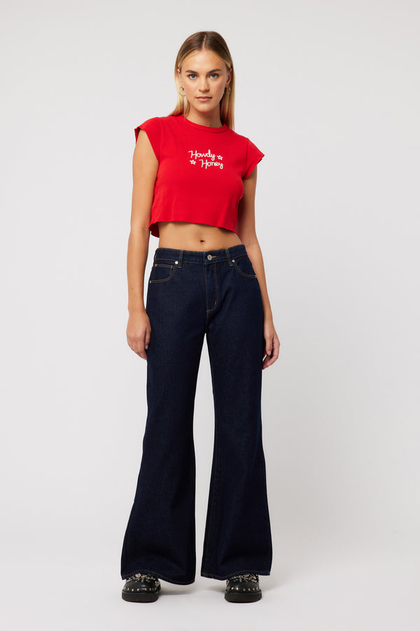 Petal and Pup USA TOPS Abrand 90s Rib Cut Off Tee - Red