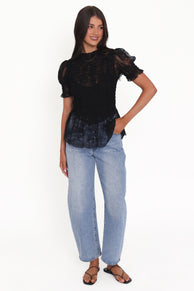 Petal and Pup USA TOPS Adeline Peplum Top - Black