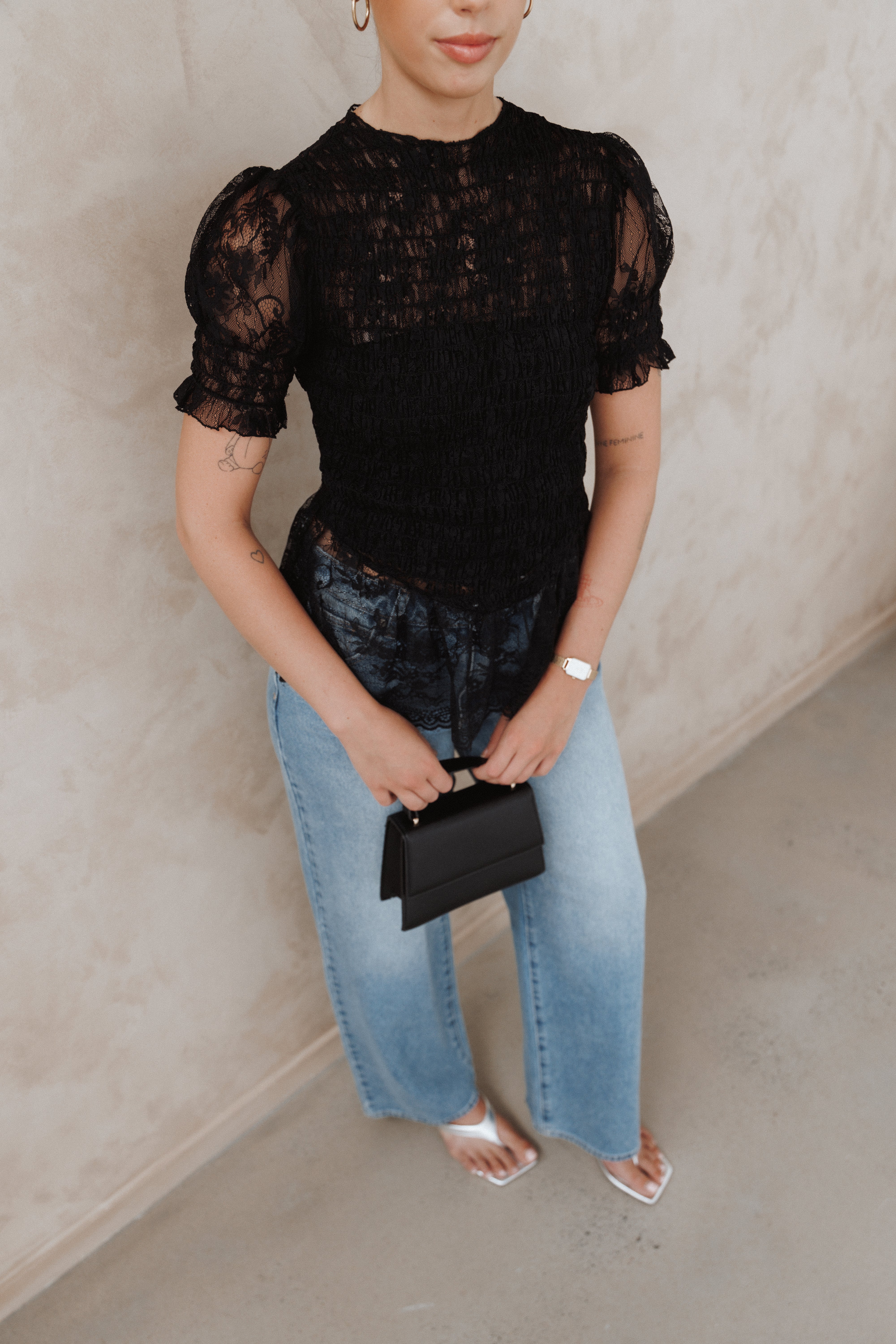 トップス eaphi flower jacquard peplum tops Black Adeline Peplum Top - Black | Petal & Pup USA