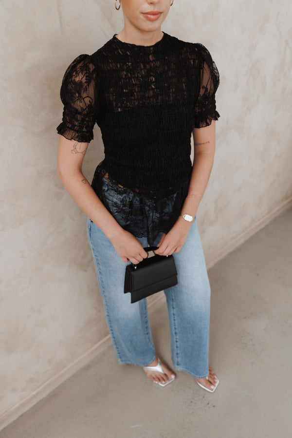 Petal and Pup USA TOPS Adeline Peplum Top - Black