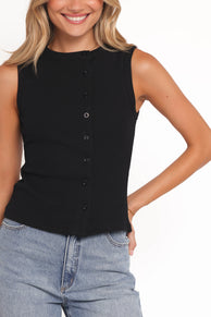 Petal and Pup USA TOPS Agatha Asymmetrical Knit Top - Black