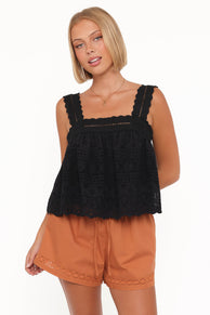 Petal and Pup USA TOPS Aideen Eyelet Top - Black