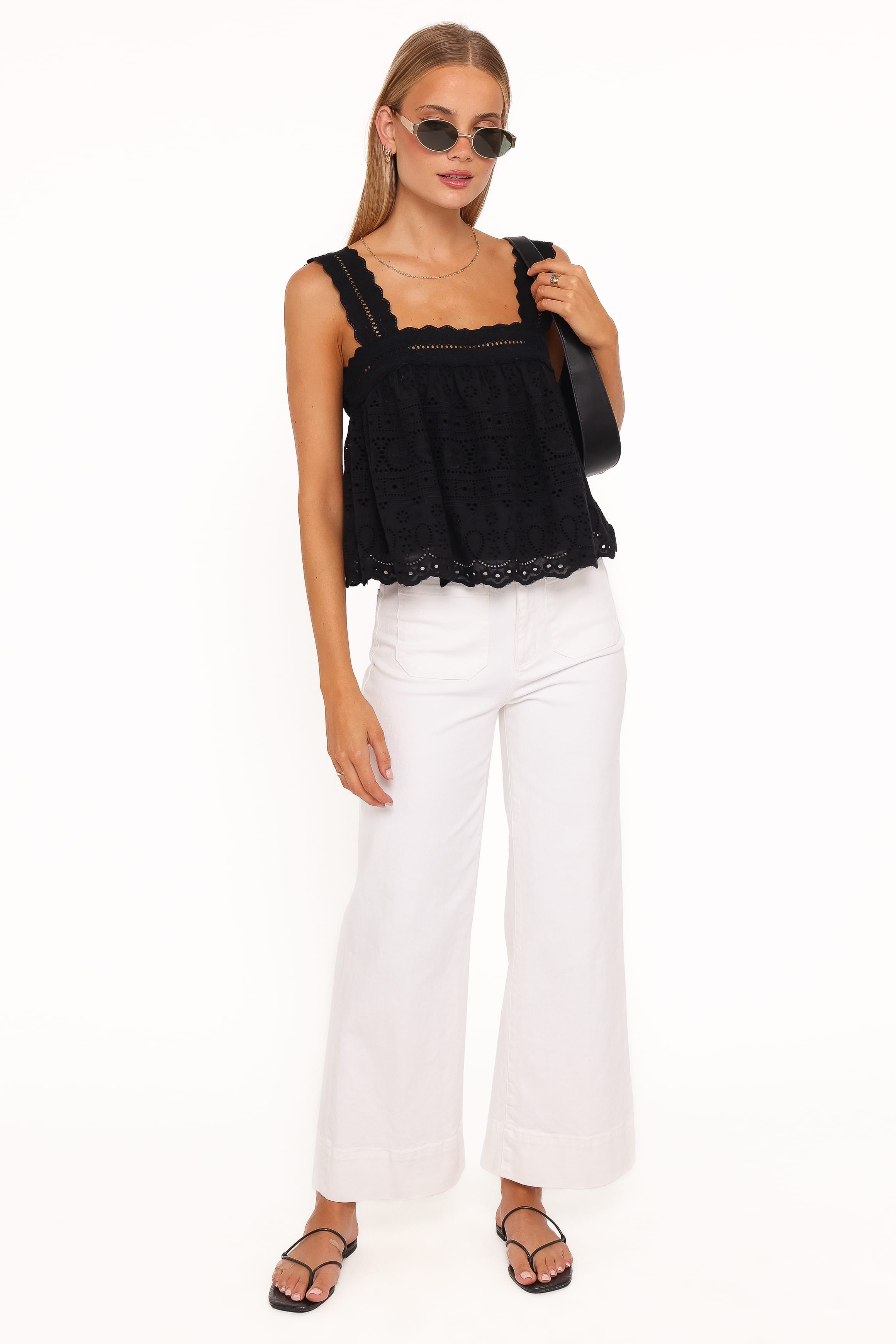 Petal and Pup USA TOPS Aideen Eyelet Top - Black