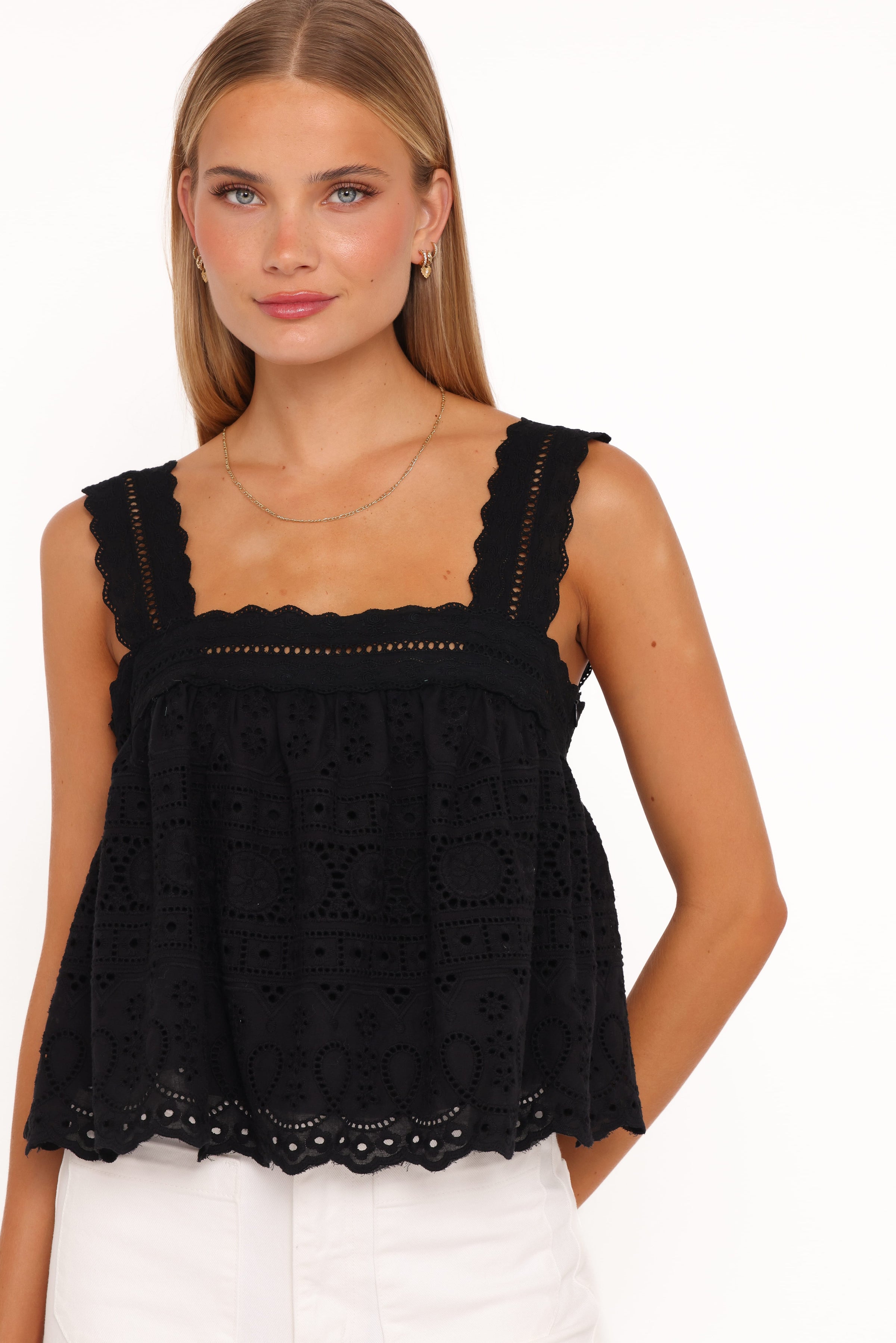Petal and Pup USA TOPS Aideen Eyelet Top - Black