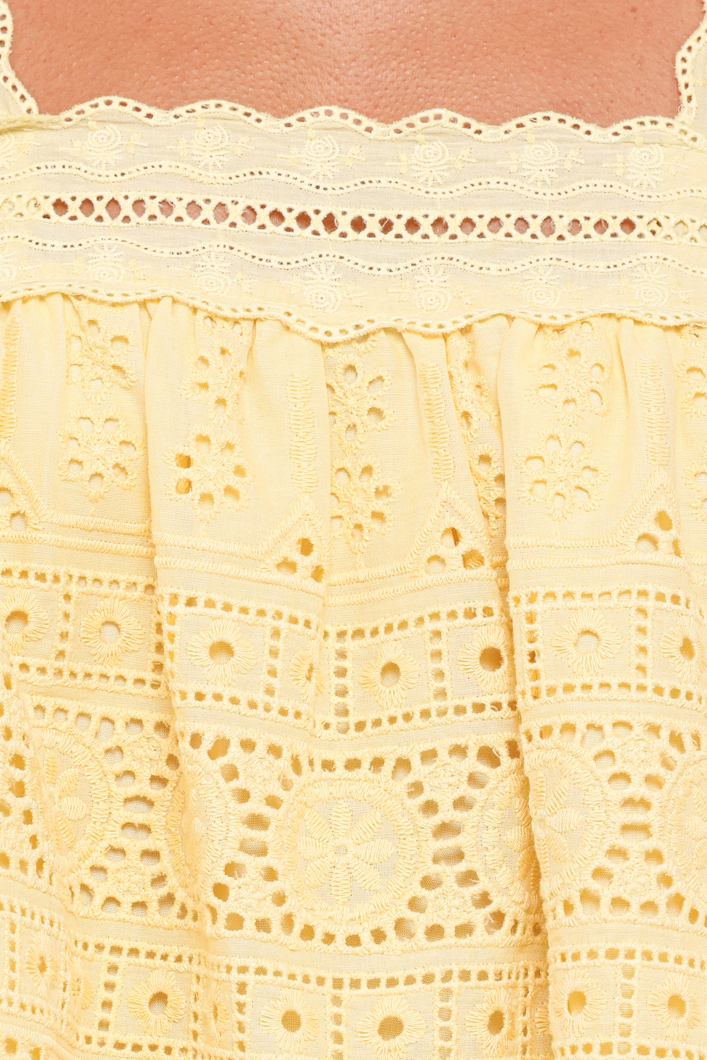 Petal and Pup USA TOPS Aideen Eyelet Top - Pale Yellow