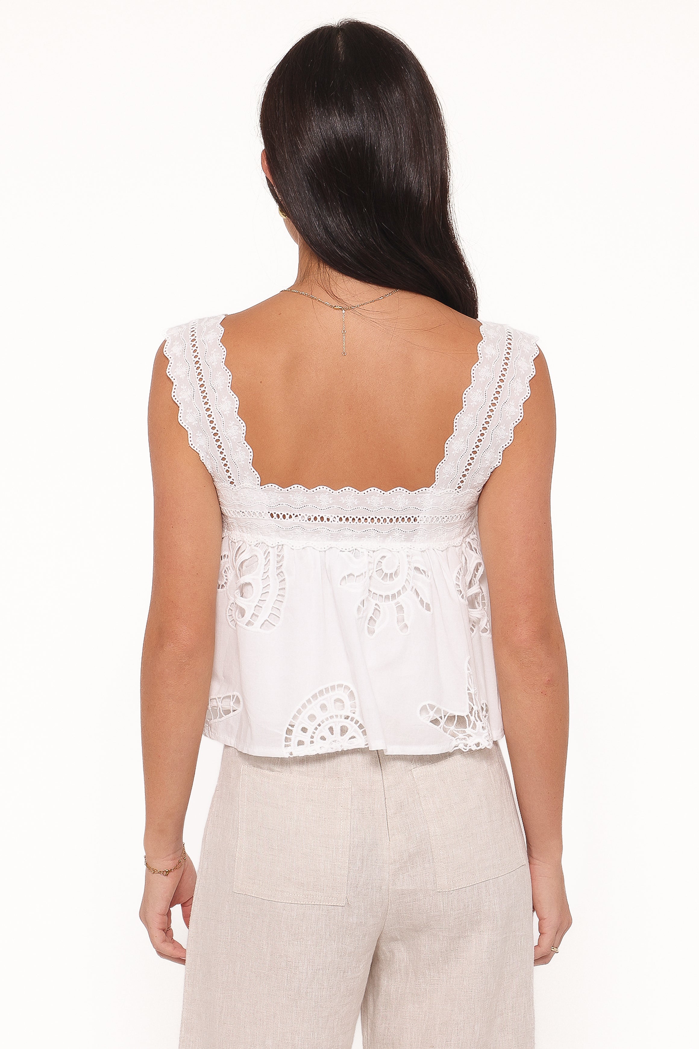 Petal and Pup USA TOPS Aideen Eyelet Top - White Shell