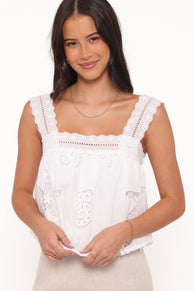 Petal and Pup USA TOPS Aideen Eyelet Top - White Shell