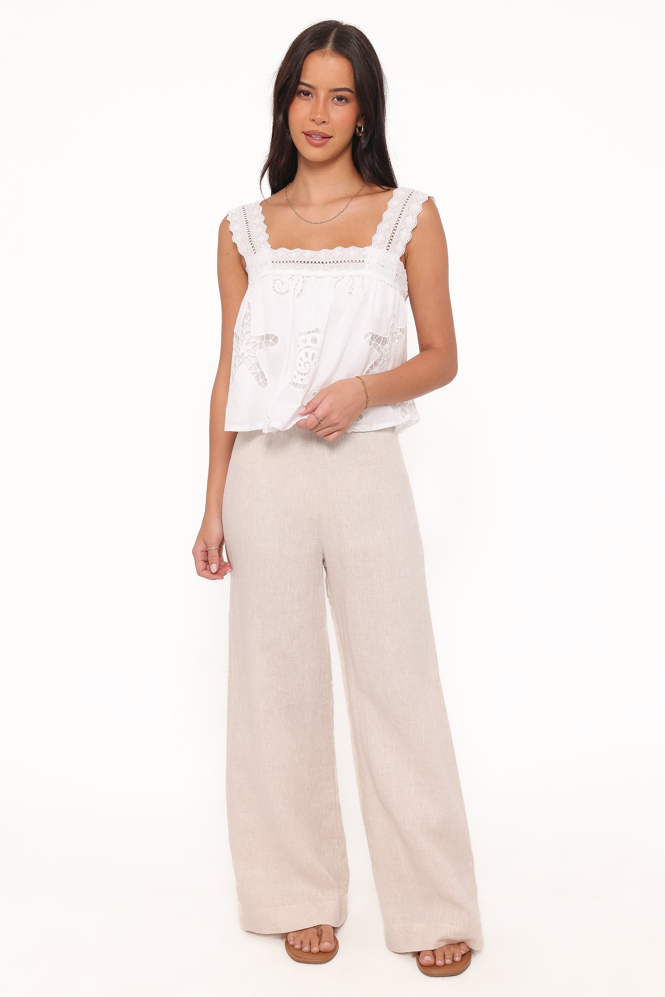 Petal and Pup USA TOPS Aideen Eyelet Top - White Shell