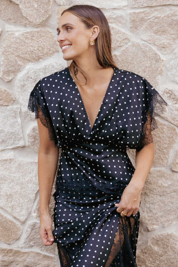 Petal and Pup USA TOPS Ailbhe Top - Black Polka Dot