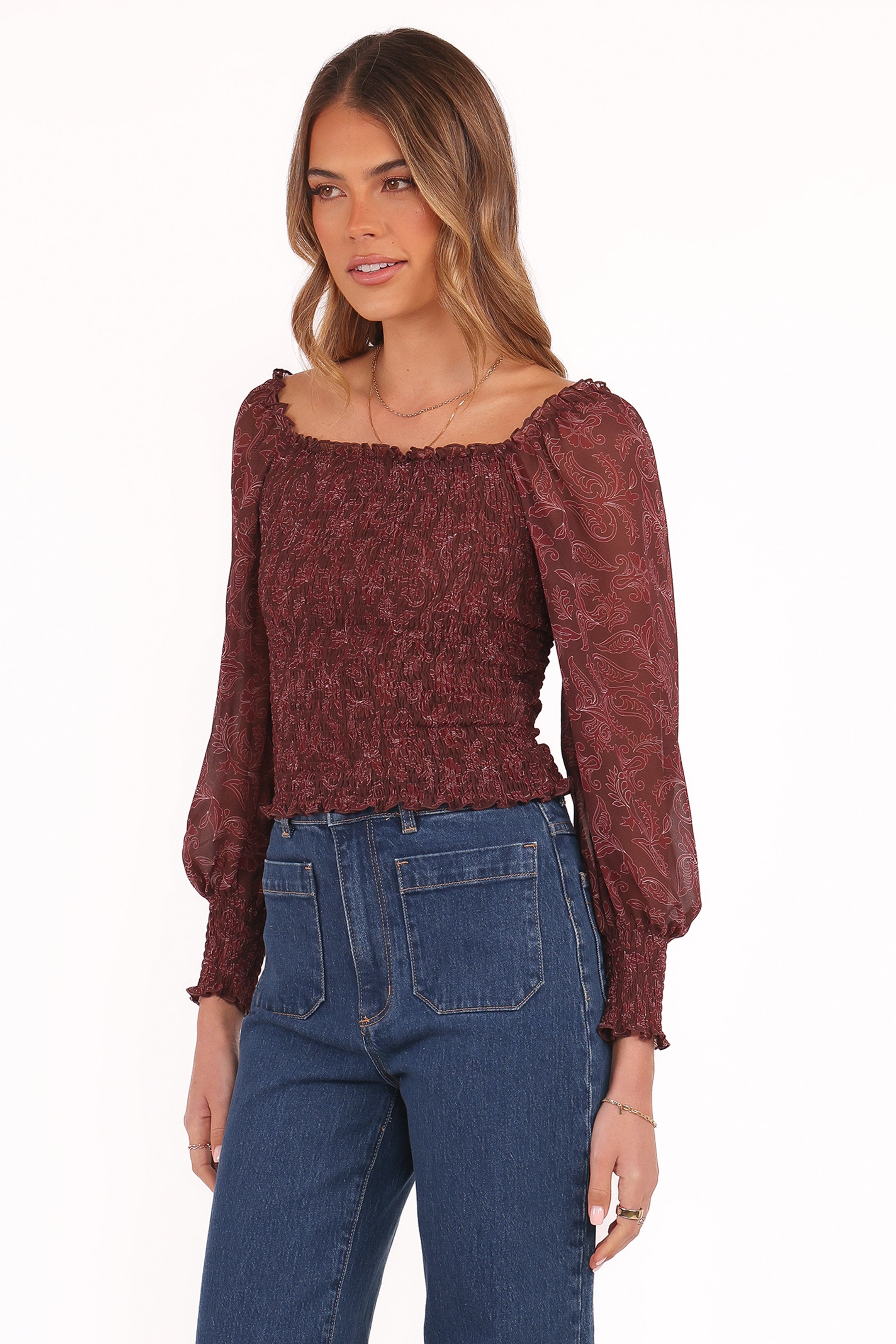 Petal and Pup USA TOPS Alberta Top - Burgundy Paisley