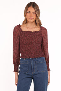 Petal and Pup USA TOPS Alberta Top - Burgundy Paisley