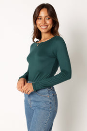 Petal and Pup USA TOPS Albie Cowl Back Bodysuit - Hunter Green