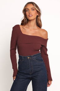 Petal and Pup USA TOPS Aleena Knit Top - Chocolate Brown