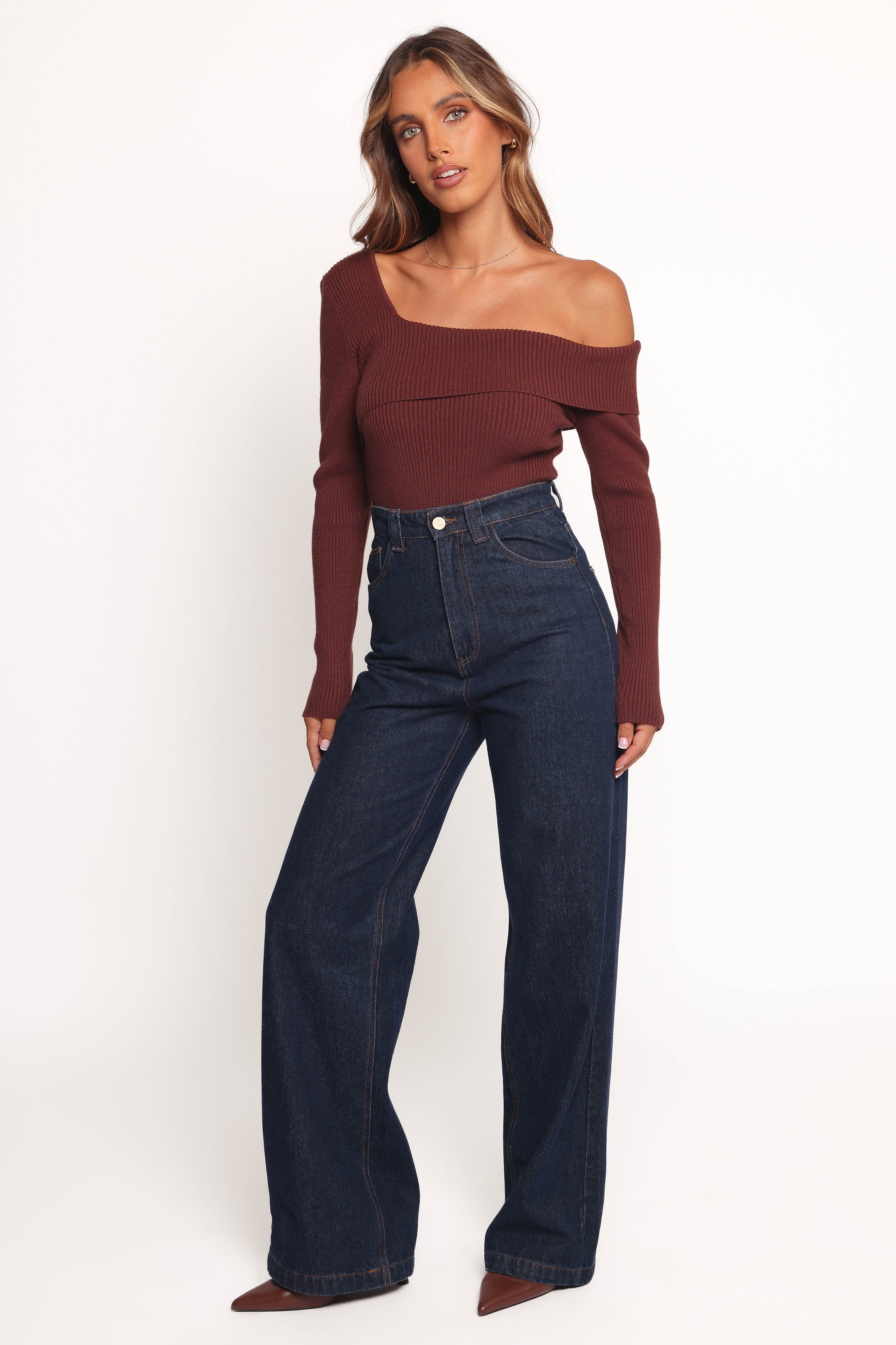 Petal and Pup USA TOPS Aleena Knit Top - Chocolate Brown