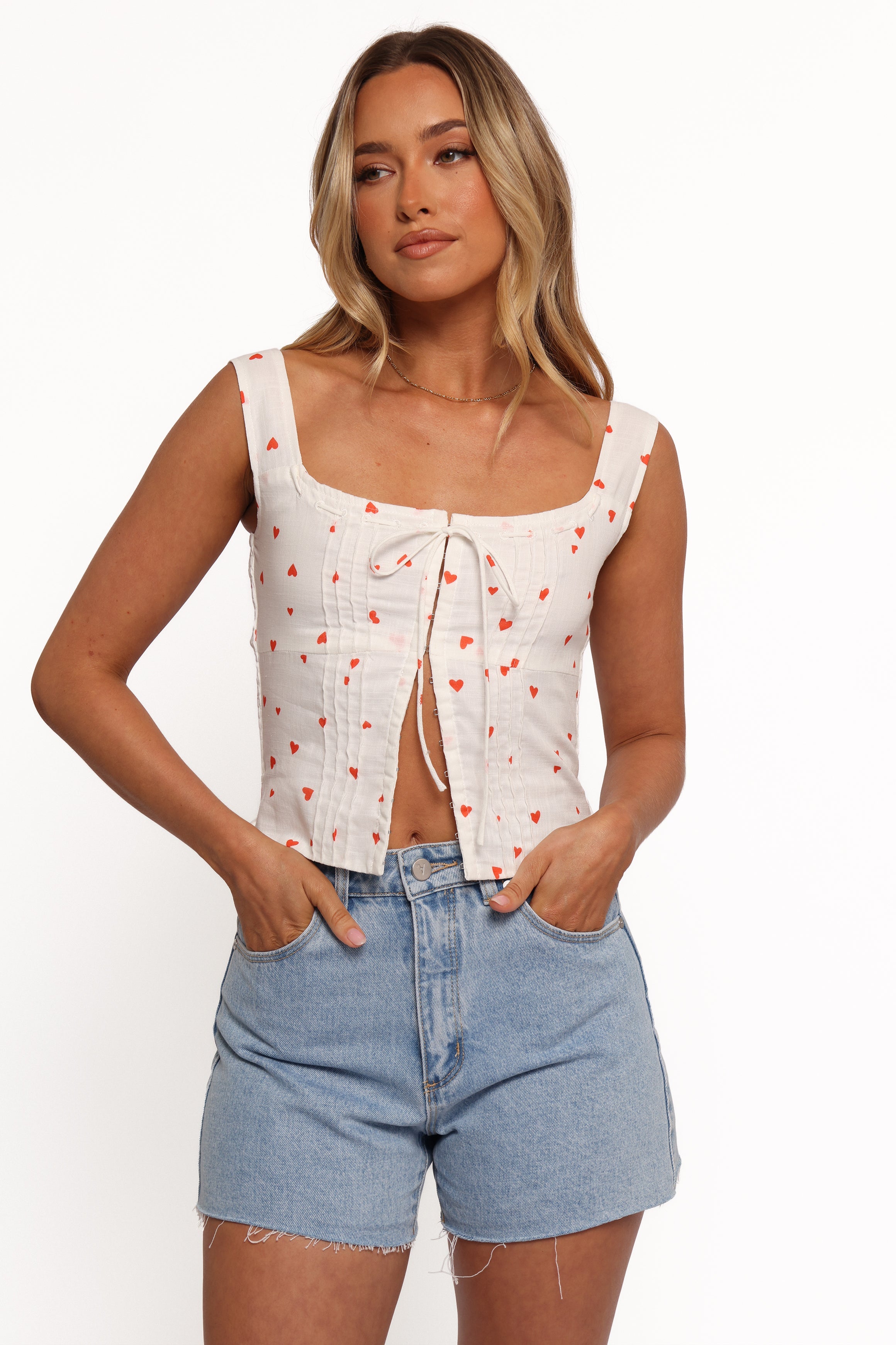 Petal and Pup USA TOPS Alice Corset Top - Ditsy Heart (Hold for Rack)