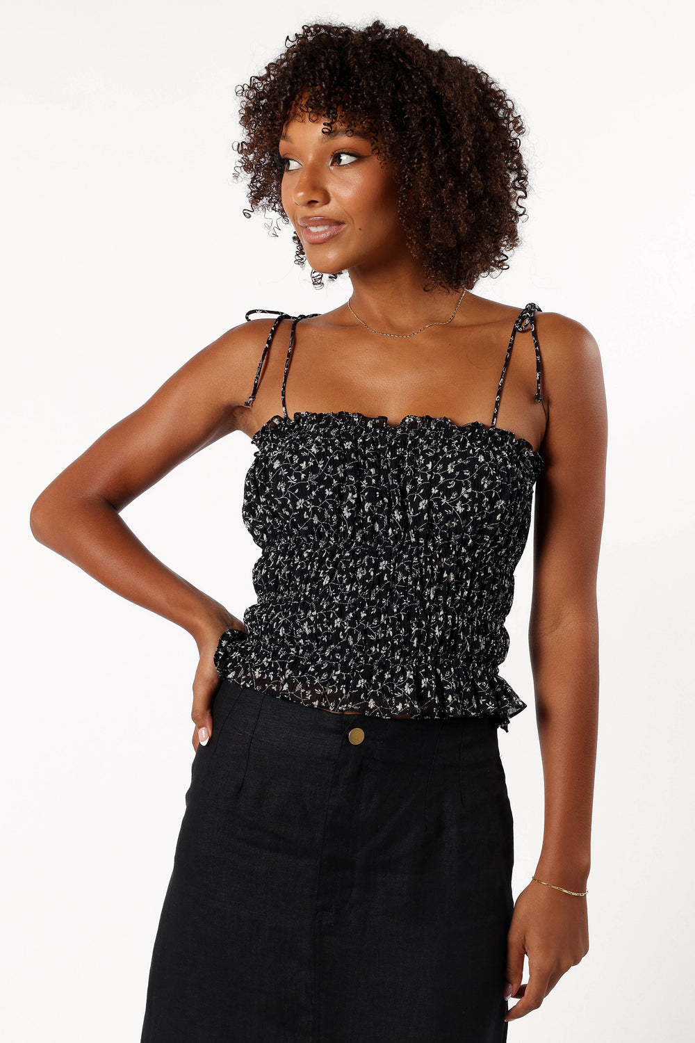 Petal and Pup USA TOPS Allison Ruffle Top - Black Off White