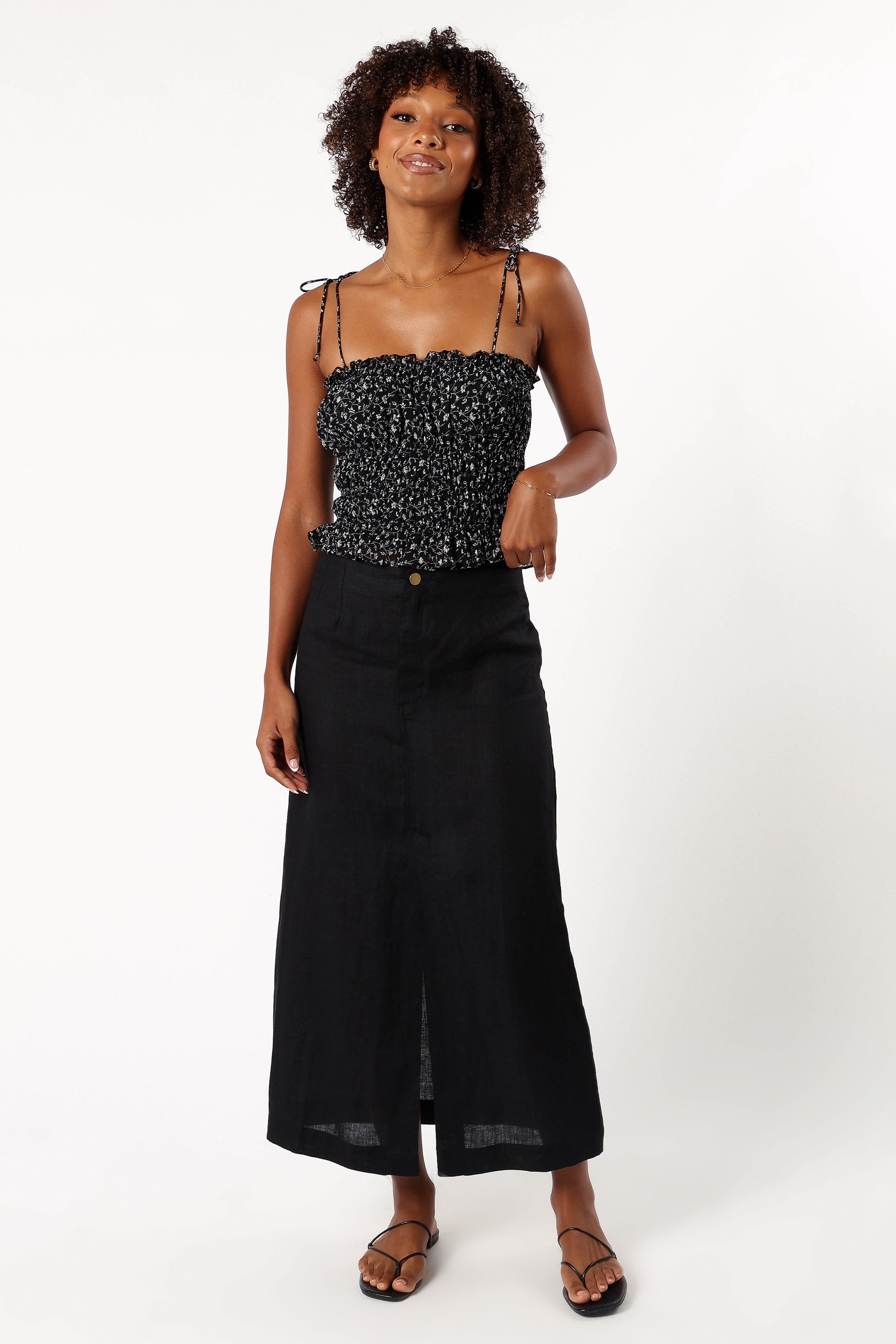 Petal and Pup USA TOPS Allison Ruffle Top - Black Off White