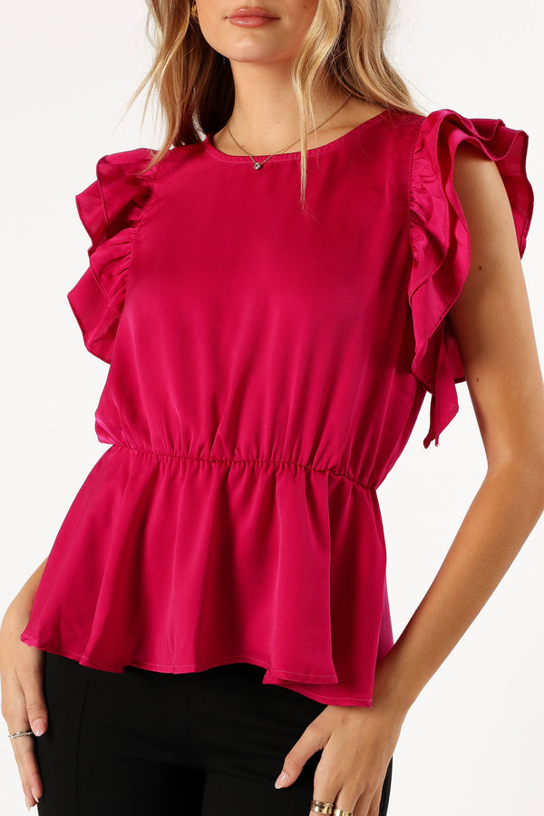 Petal and Pup USA TOPS Amelia Ruffle Top - Fuchsia