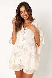 Petal and Pup USA TOPS Amira Short Sleeve Shirt - Palm Print