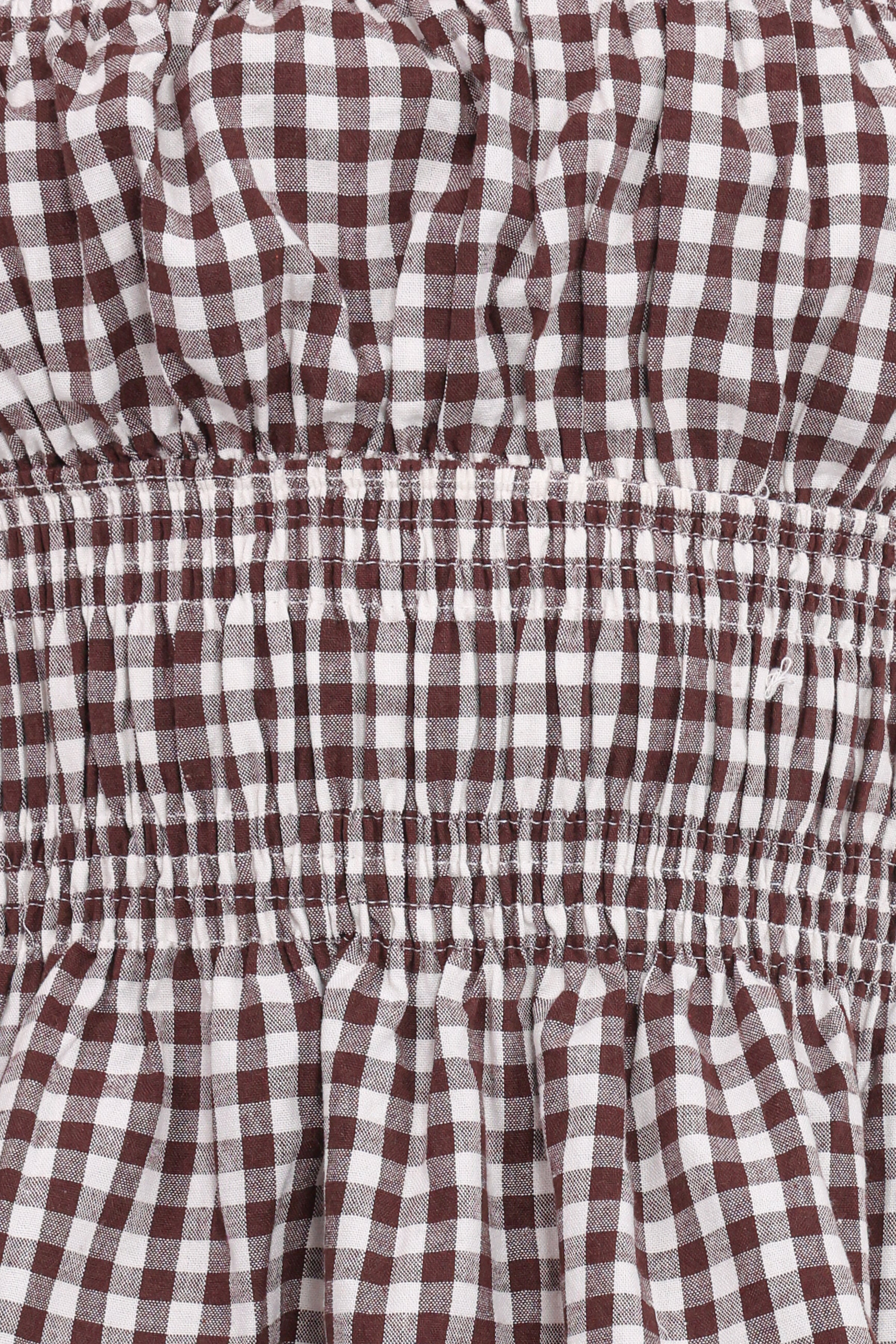 Petal and Pup USA TOPS Amity Strapless Top - Brown Gingham