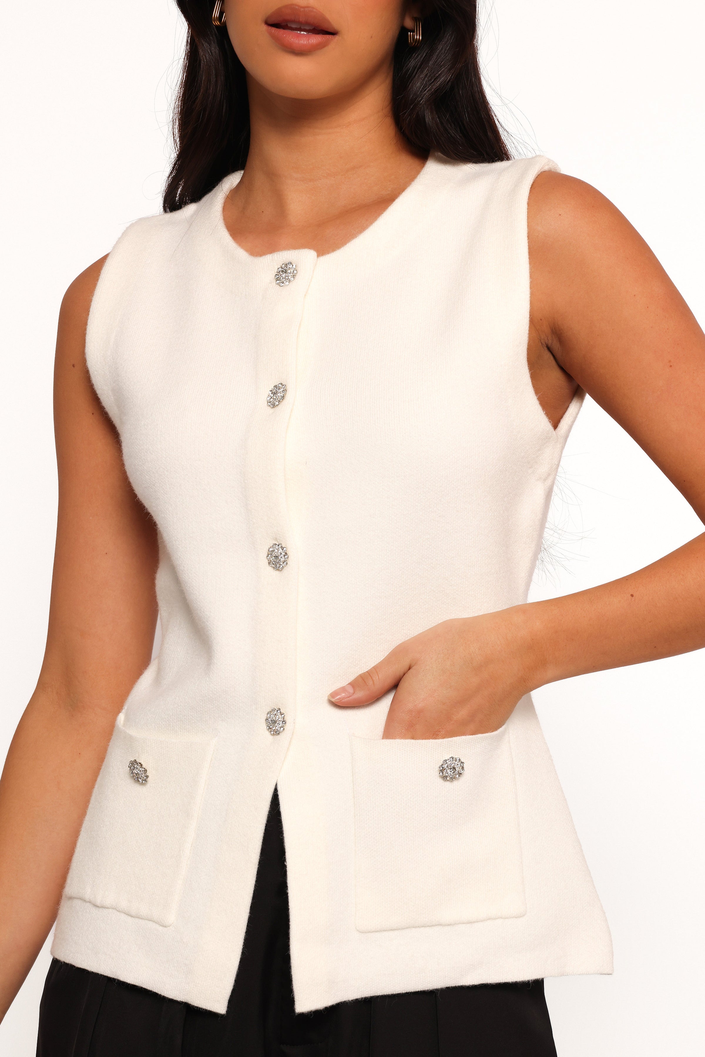 Petal and Pup USA TOPS Andrea Knit Vest Top - Cream