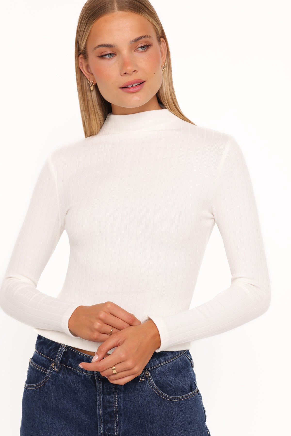 Petal and Pup USA TOPS Andromeda Ribbed Knit Top - Ivory