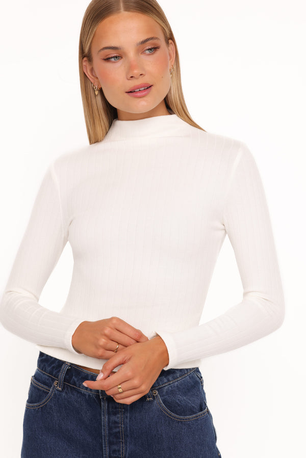 Petal and Pup USA TOPS Andromeda Ribbed Knit Top - Ivory